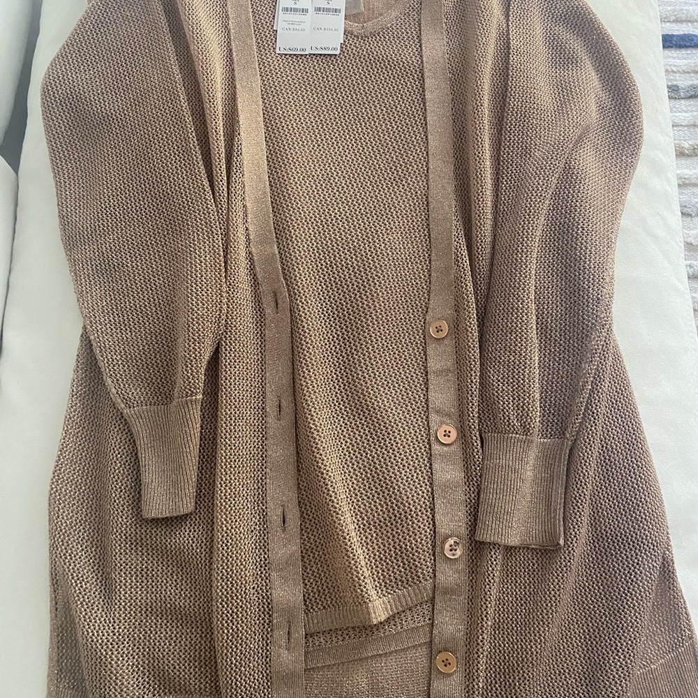 Gold white house black market sweater set